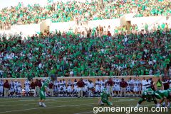 Lining up for the kick in a sea of Green