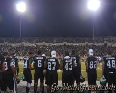 UNT players face student section