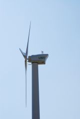 Apogee Stadium Wind Turbines with UNT Logo