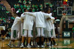 Mean Green in the huddle