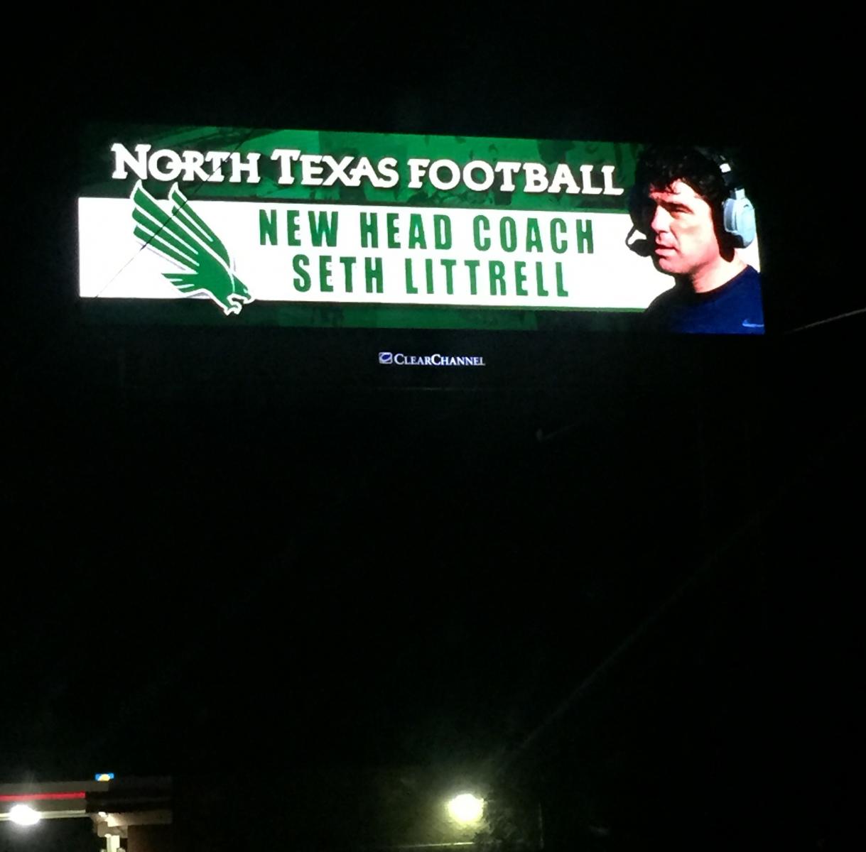 Seth Littrell UNT Billboard